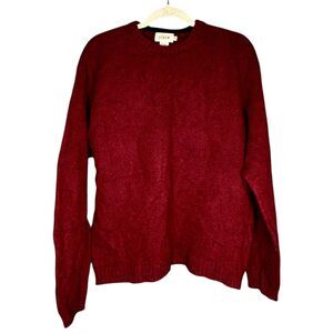 J Crew Mens Merlot Shetland 100% Wool Sweater Thick Warm Crewneck Sz M Old Money